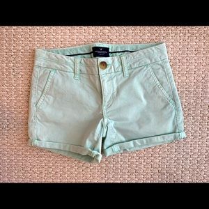 American Eagle Sea Foam Green Khaki Midi Short